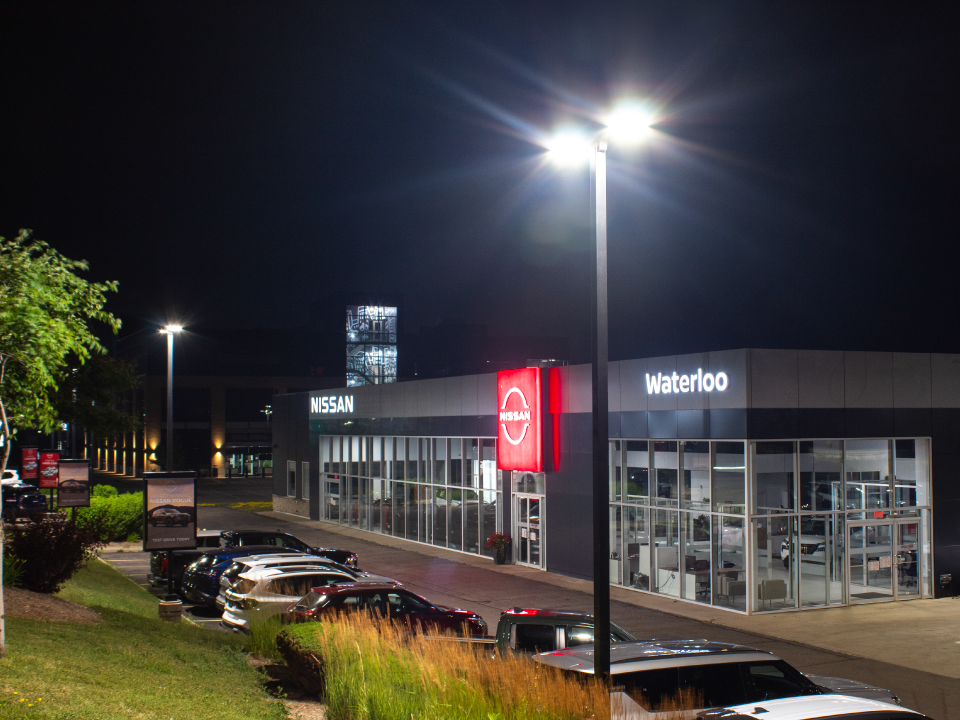 FL05 Area Lights Illuminate Waterloo Nissan with DarkSky-Friendly Design